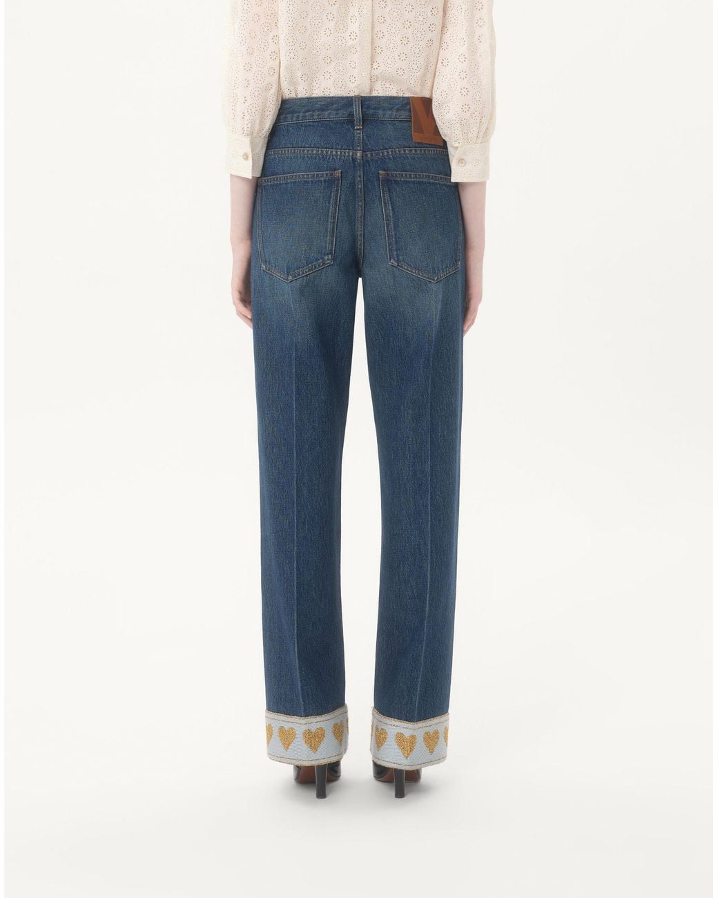 Valentino Blue Heart Motif High Waist Jeans