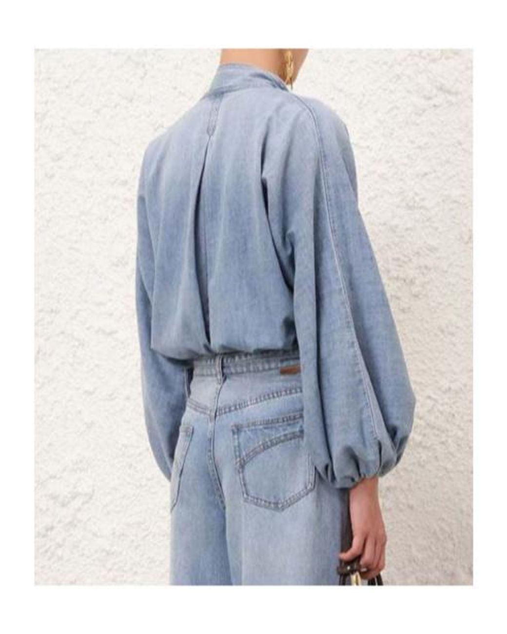 Zimmermann Blue Bow-Neck Denim Top