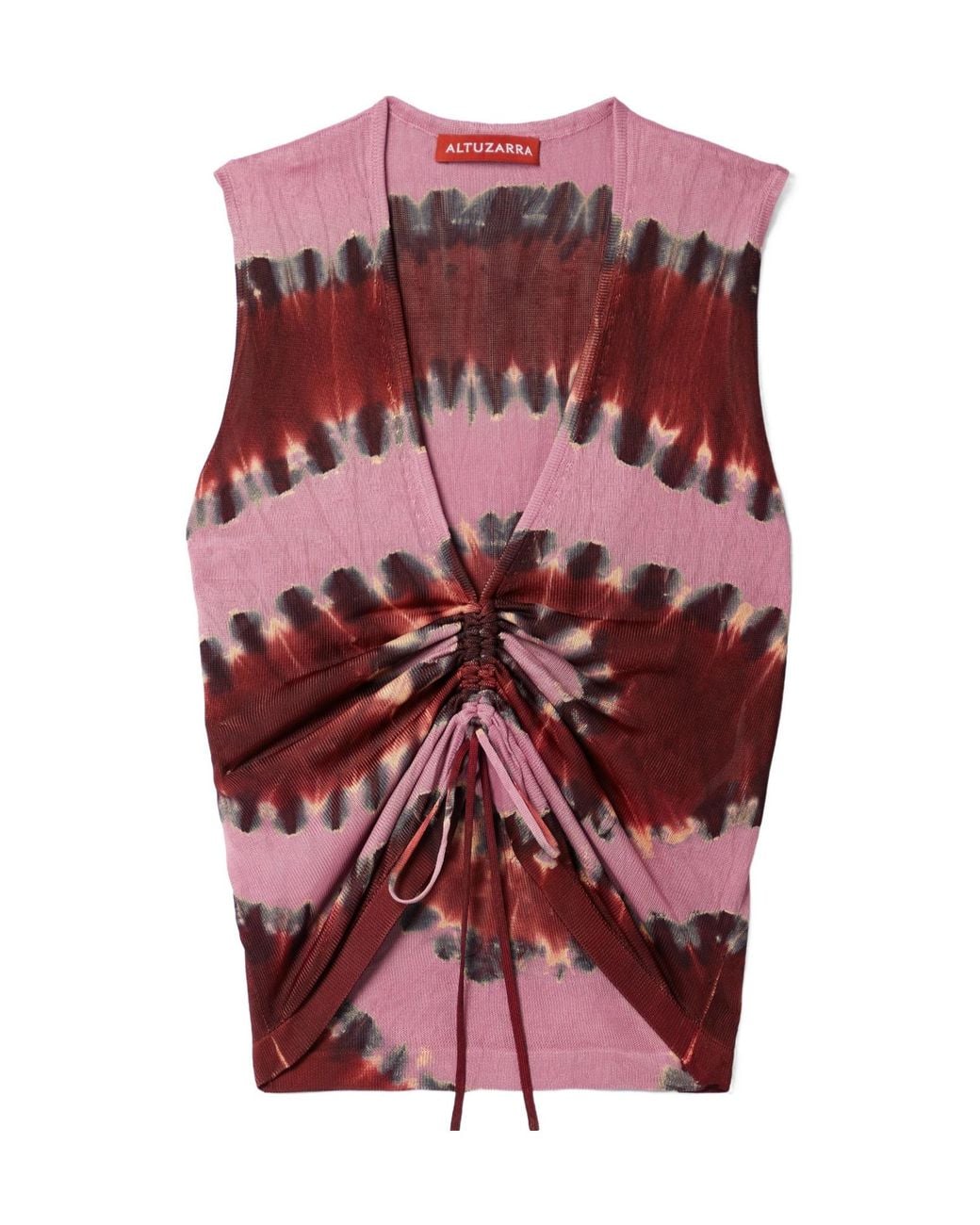 Altuzarra Red Jofur Ruched Tie-Dyed Knitted Top