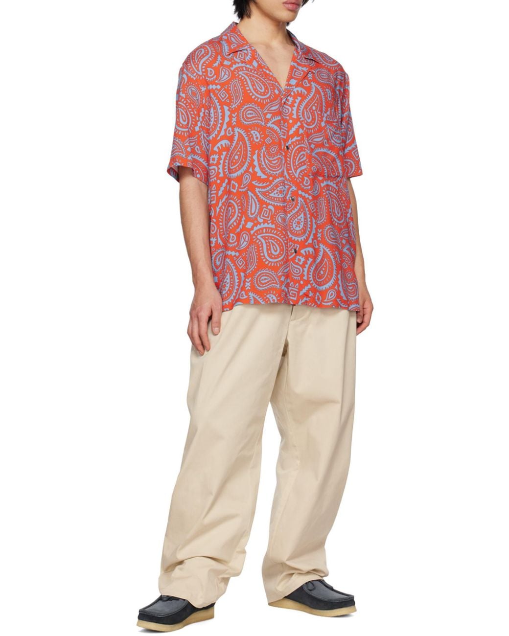 Marcelo Burlon Red County Of Milan Paisley Hawaii Shirt for men