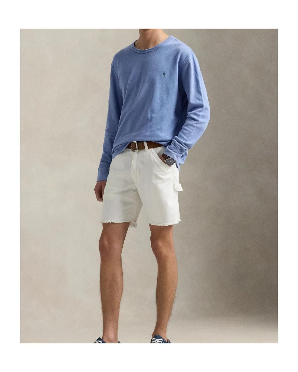 Polo Ralph Lauren Blue Logo Embroidered Crewneck Sweatshirt for men
