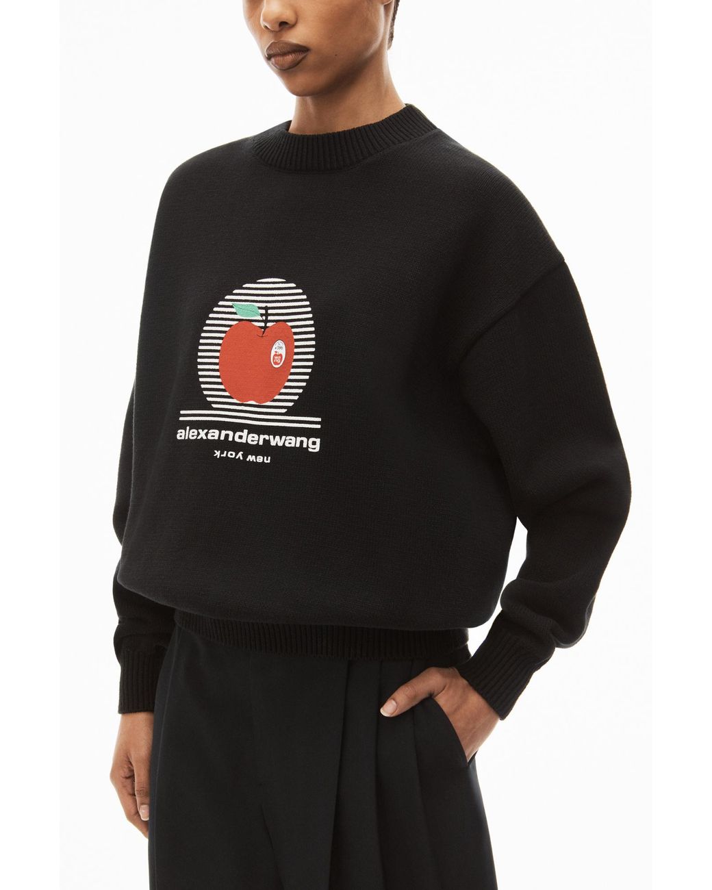 Alexander Wang Black Logo Printed Crewneck Jumper