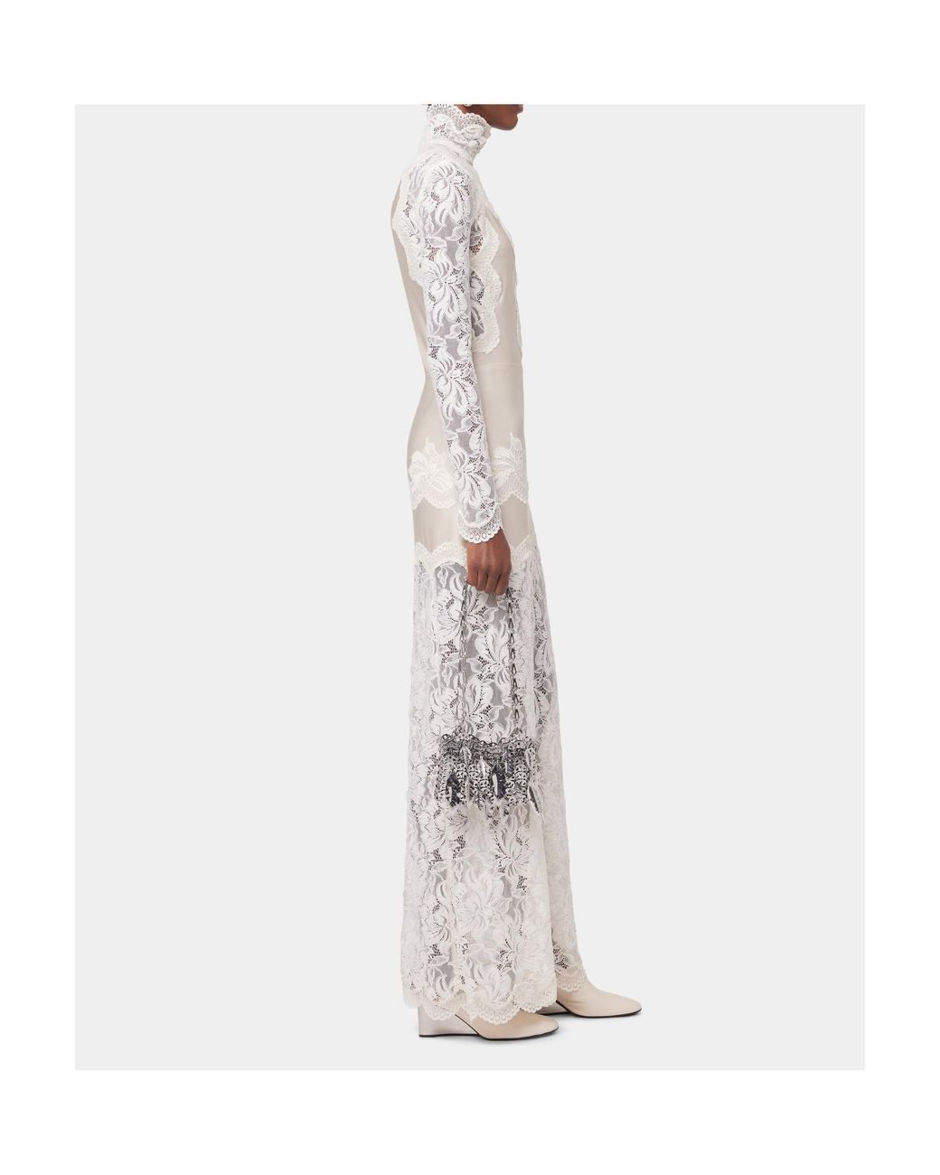 Rabanne White Laced Jersey Long Dress