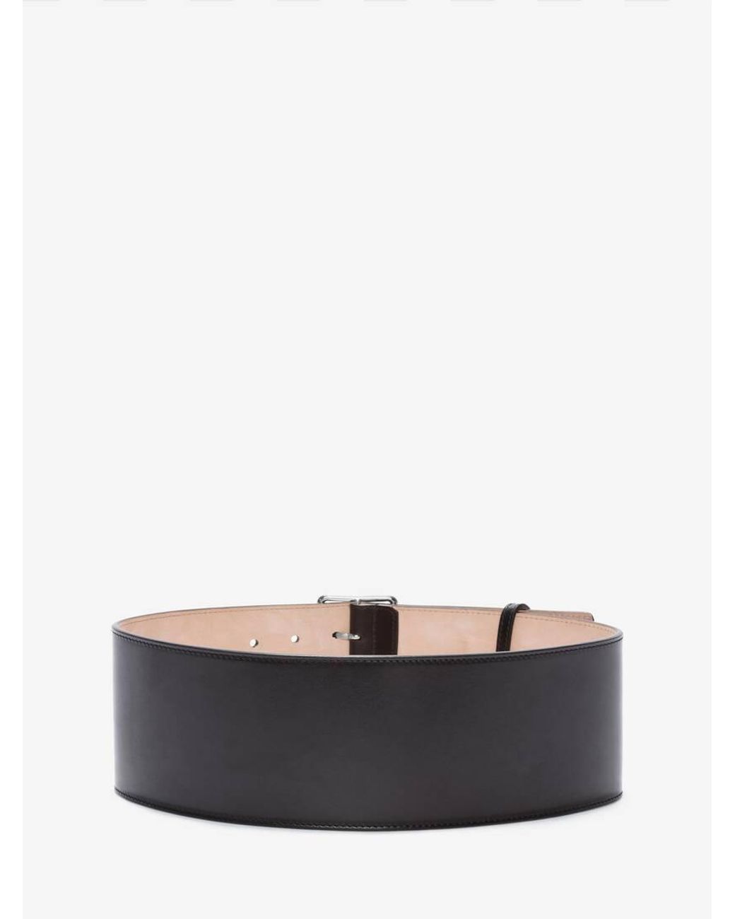 McQueen White Leather Waist Belt