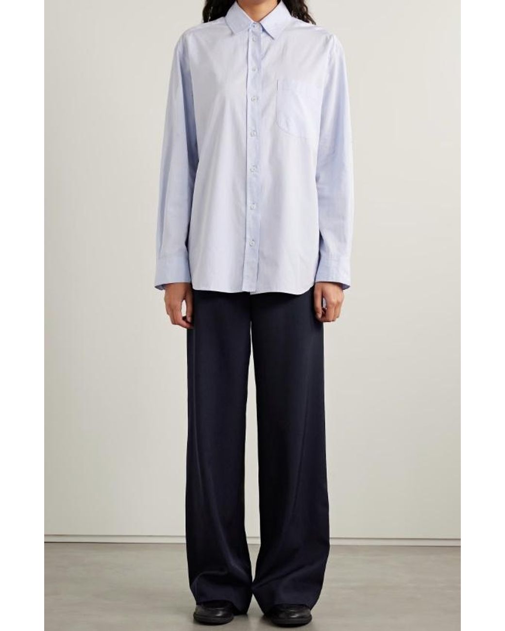 The Row Blue Wide-Leg Casual Pants