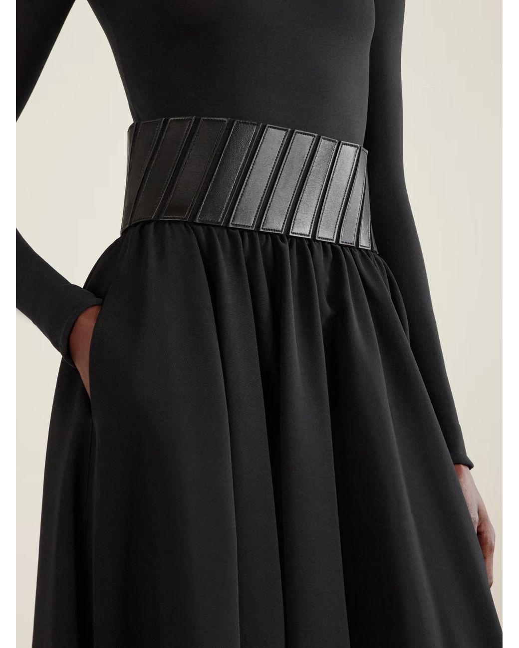 Alaïa Blue Alaïa Wide Waistband Midi Skirt