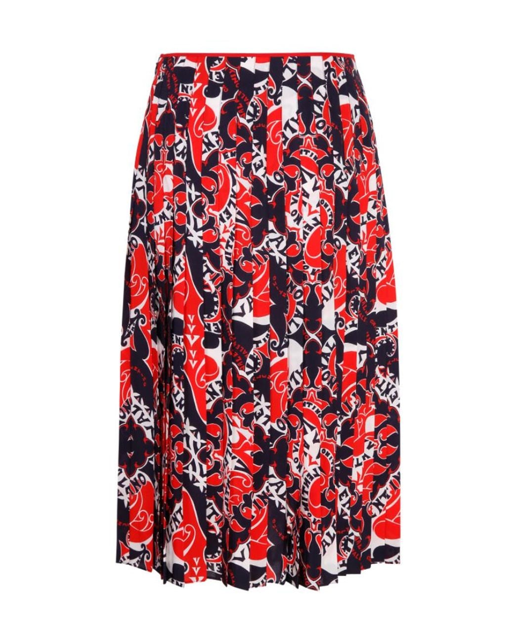 Valentino Red Archive Manifesto High Waist Pleated Skirt