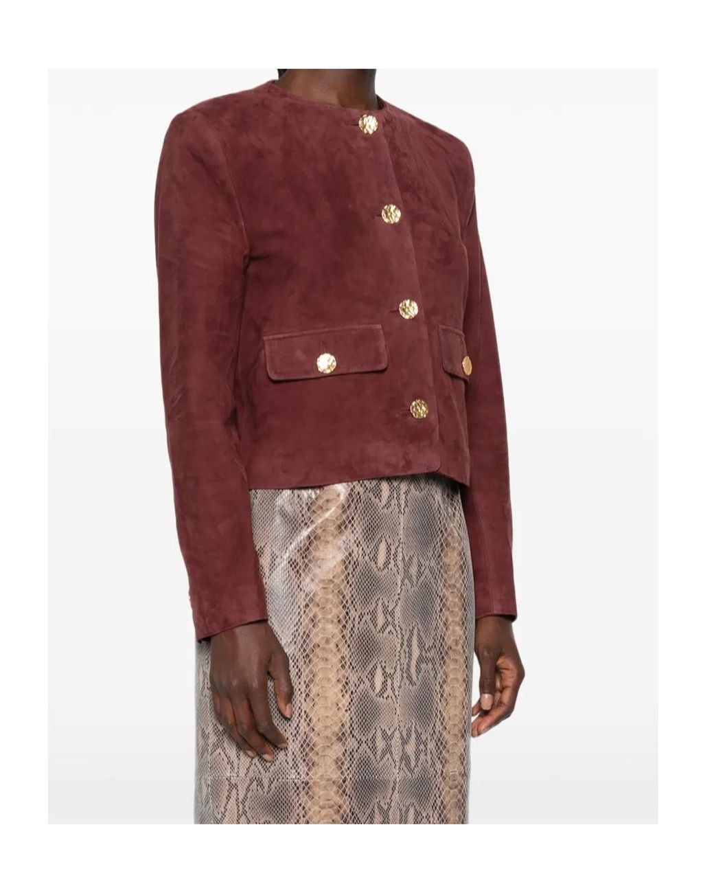 Arma Red Lorenne Goat-Suede Jacket