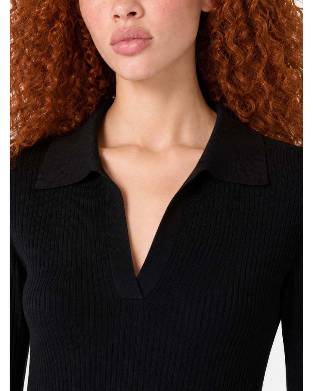 Max Mara Blue Gergo Ribbed Polo Knitted Top