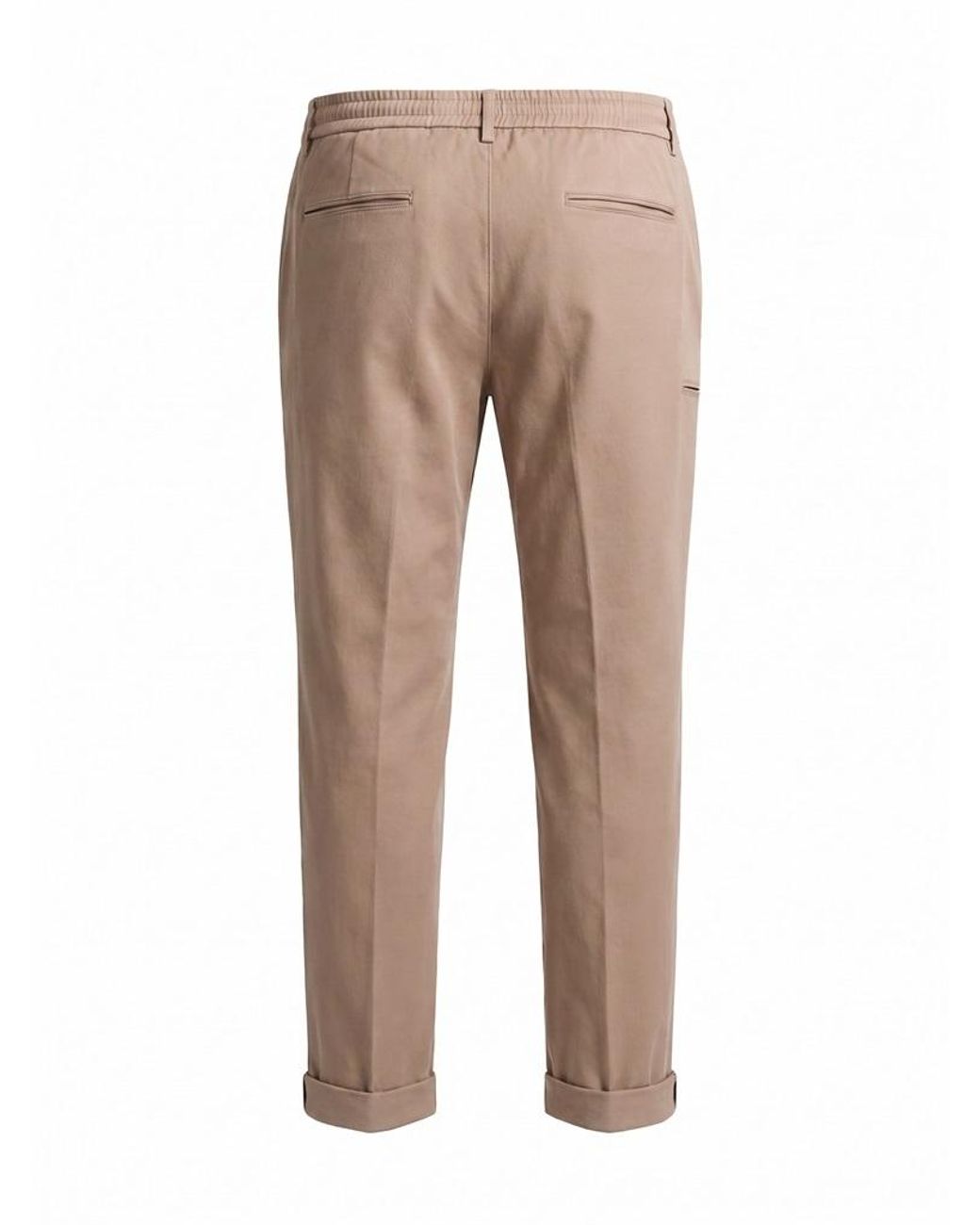 Peserico Natural Drawstring-Waist Turned-Up Tapered Trousers for men
