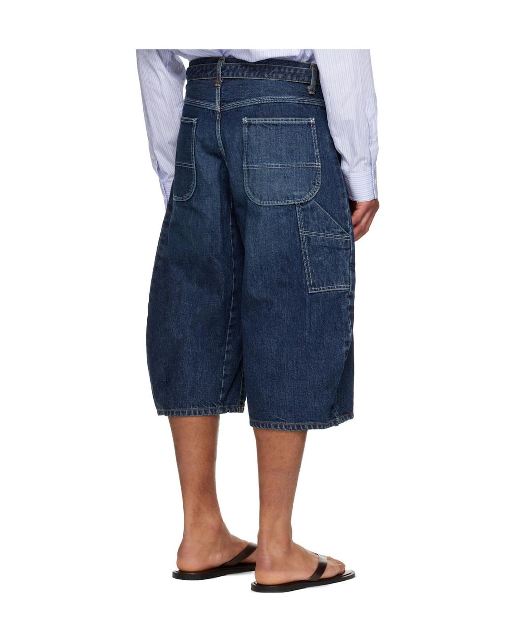 Sacai Blue Denim Shorts With Belt Loops for men