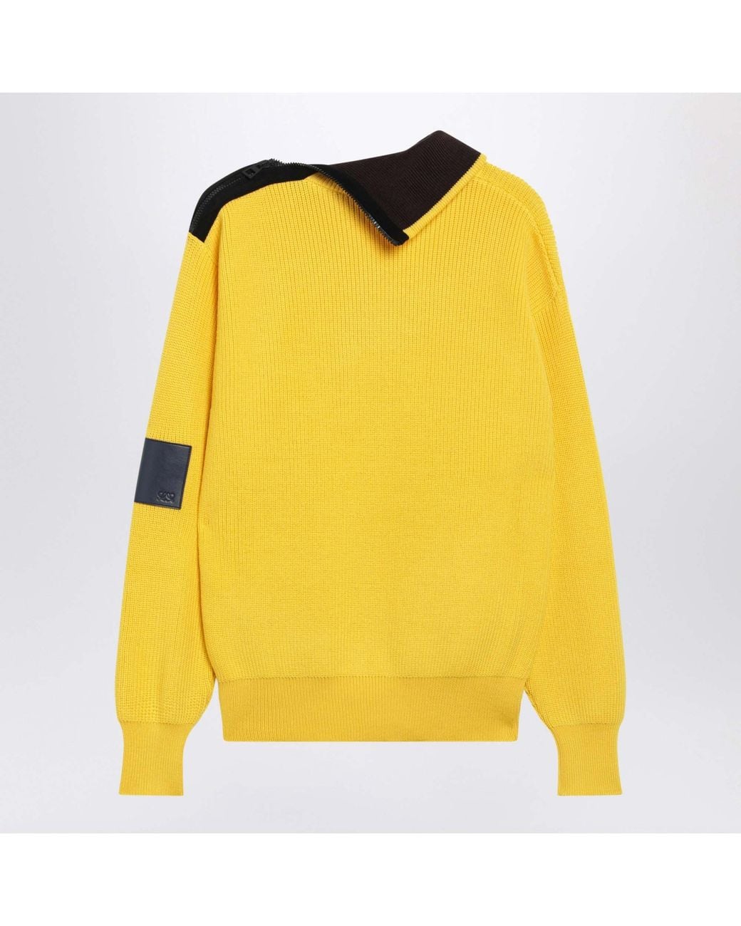 Loewe Yellow Zip-Neck Patch Knitted Sweater