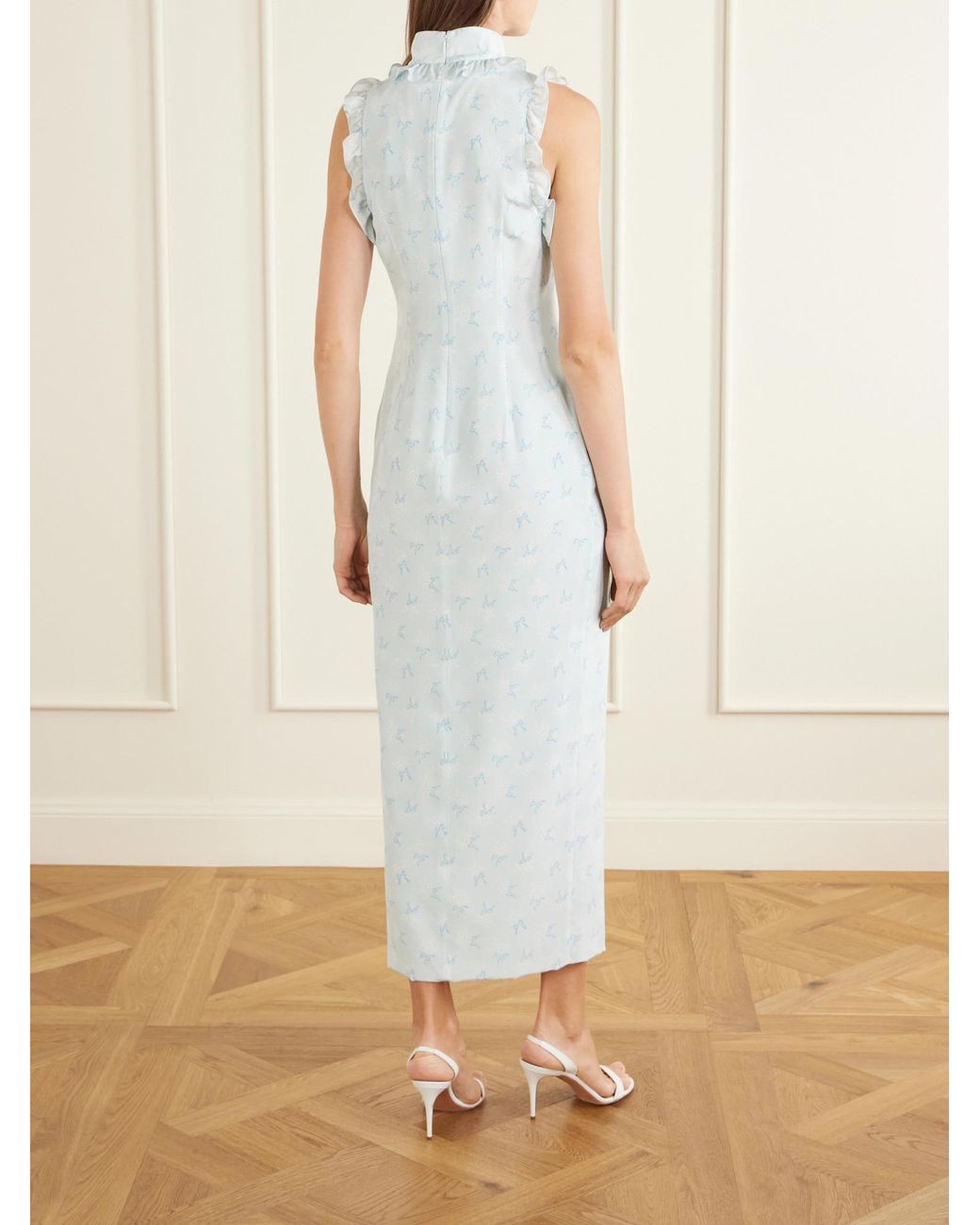 Alessandra Rich White Printed Silk Midi Dress