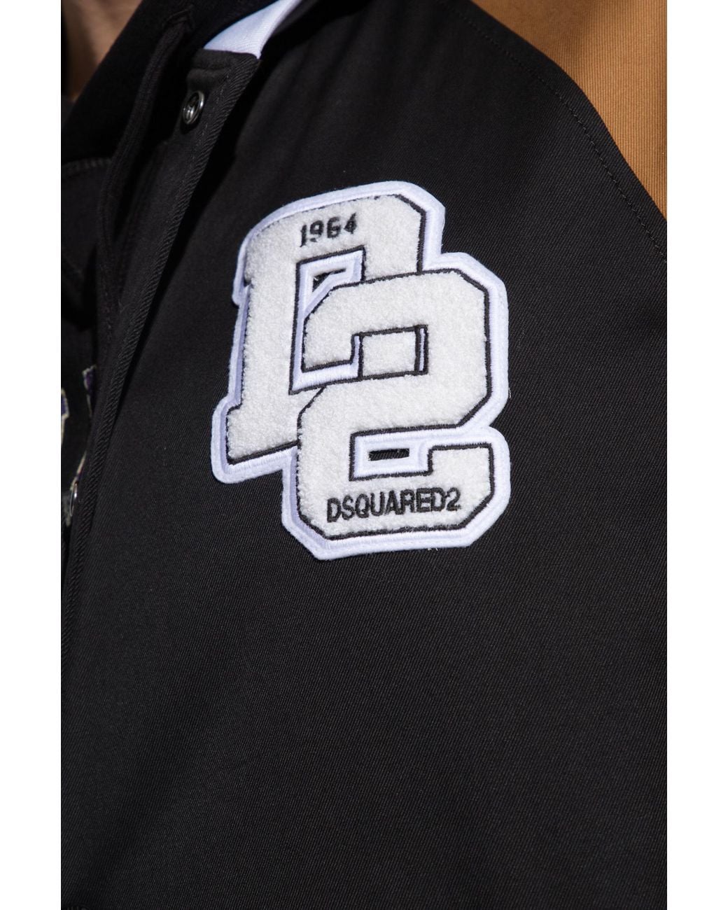 DSquared² Blue Logo Patch Panelled Varsity Coat for men