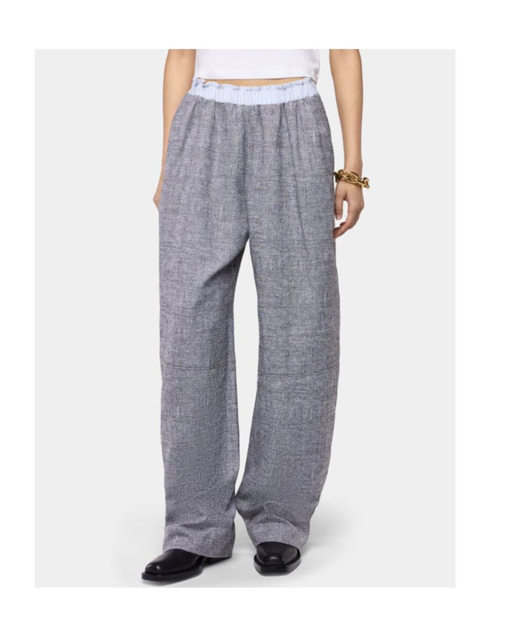 Rabanne Gray Elasticated-Waistband Straight-Leg Trousers