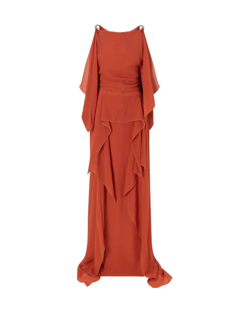 Lanvin Red Ruffled Silk-Chiffon Gown