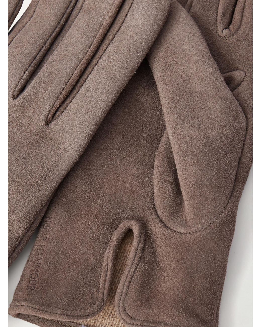 Nour Hammour Brown Suede Gloves