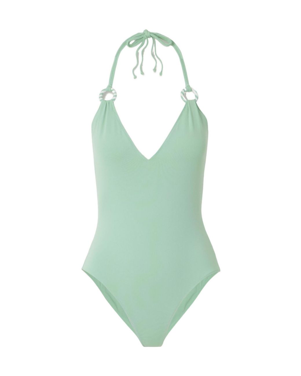 Marysia Swim Green Embellished Halter One-Piece Swimsuit