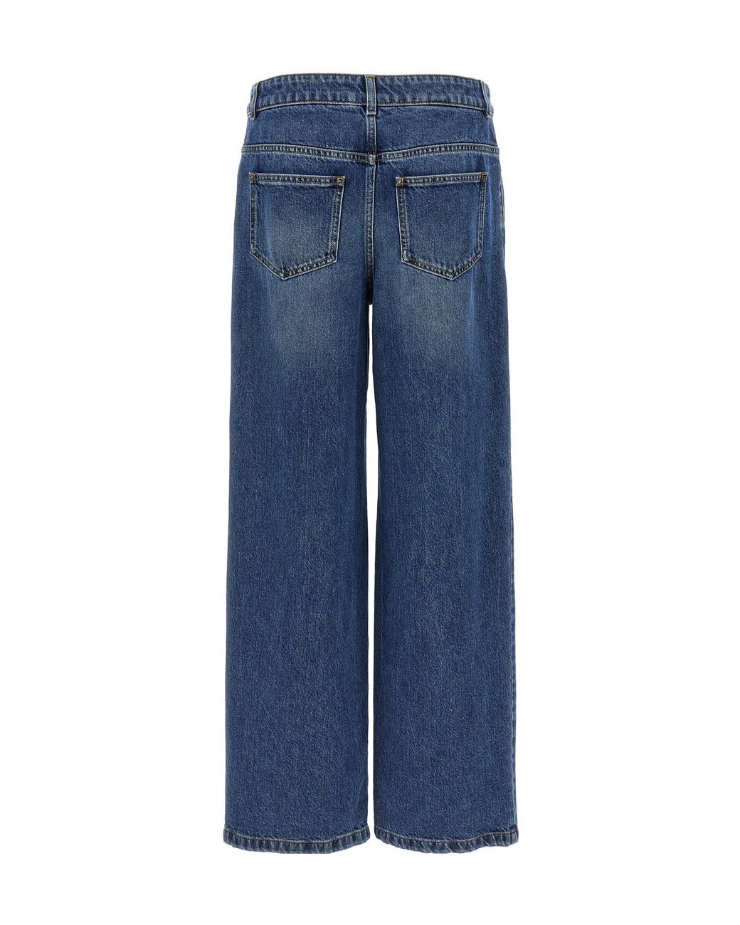 Moschino Blue Teddy Bear Button Wide-Leg Jeans
