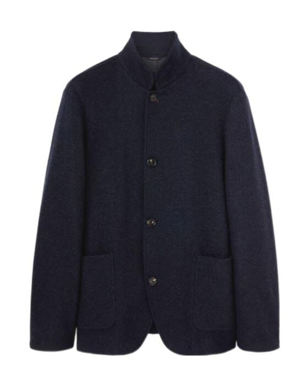 Loro Piana Blue Button-Up Suede-Cashmere Jacket for men