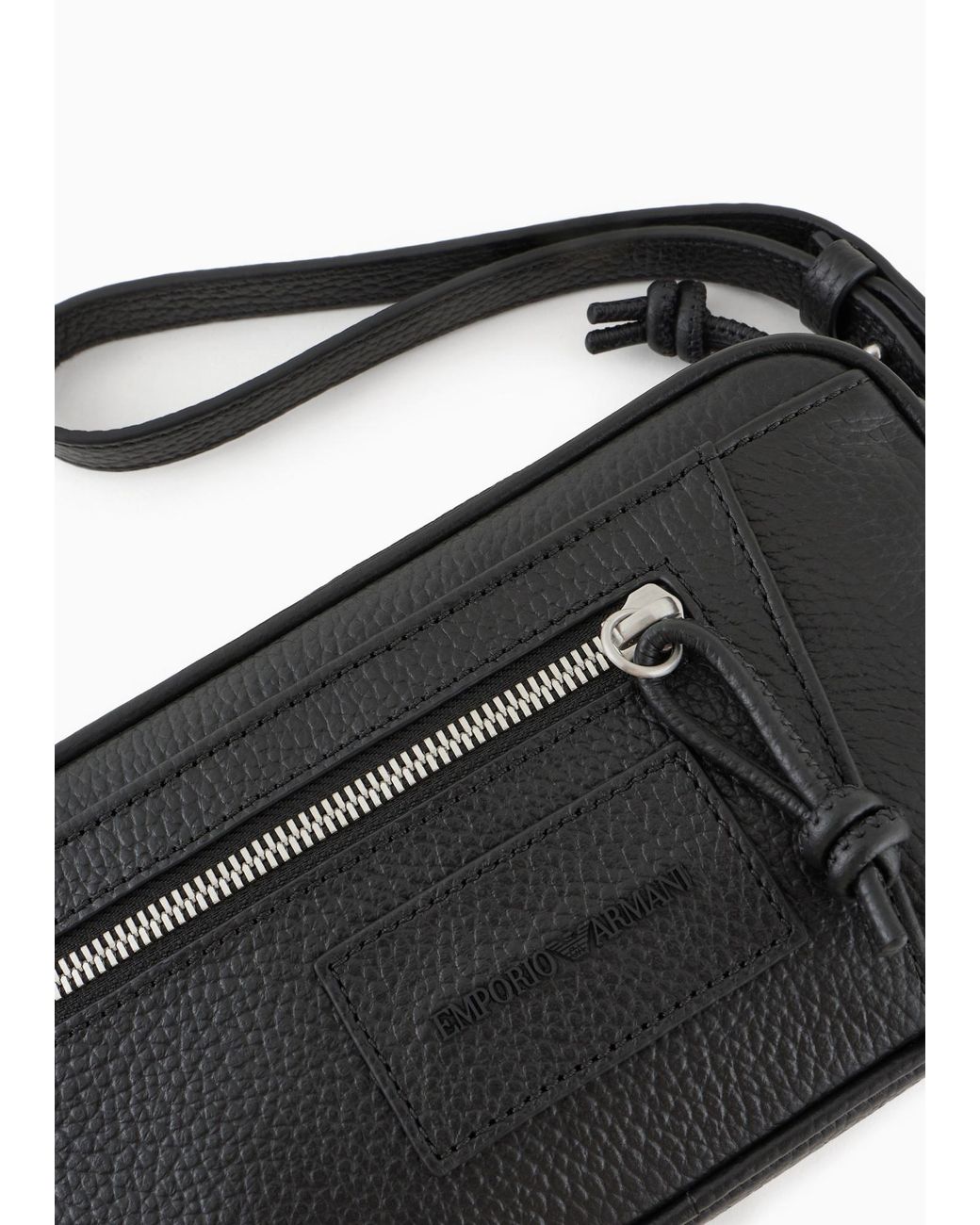 Emporio Armani Black Wrist Strap Clutch Bag for men