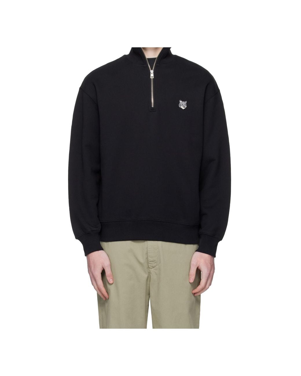 Maison Kitsuné Blue Maison Kitsuné Fox Head Half-Zip Sweatshirt for men