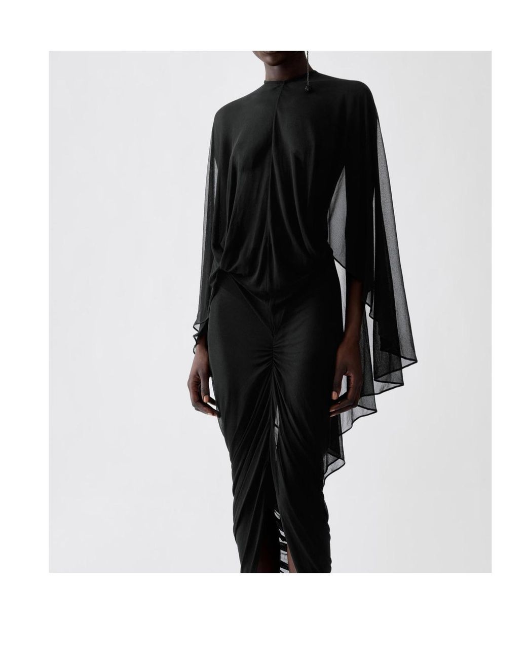 Jacquemus Black Draped Midi Cape Dress