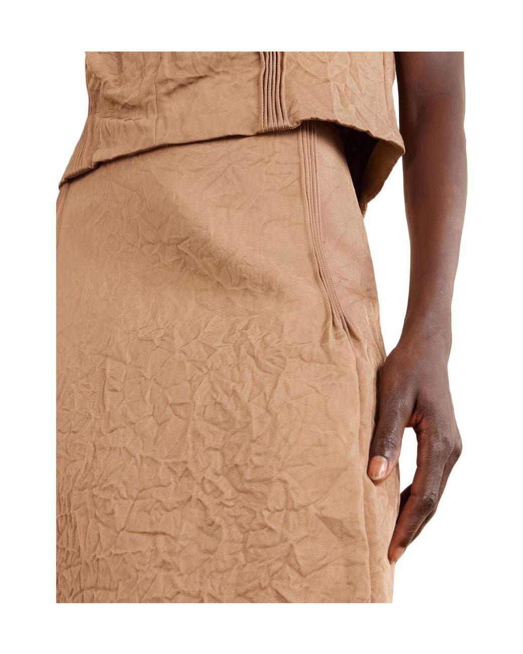 Tory Burch Natural Crinkled-Satin Skirt