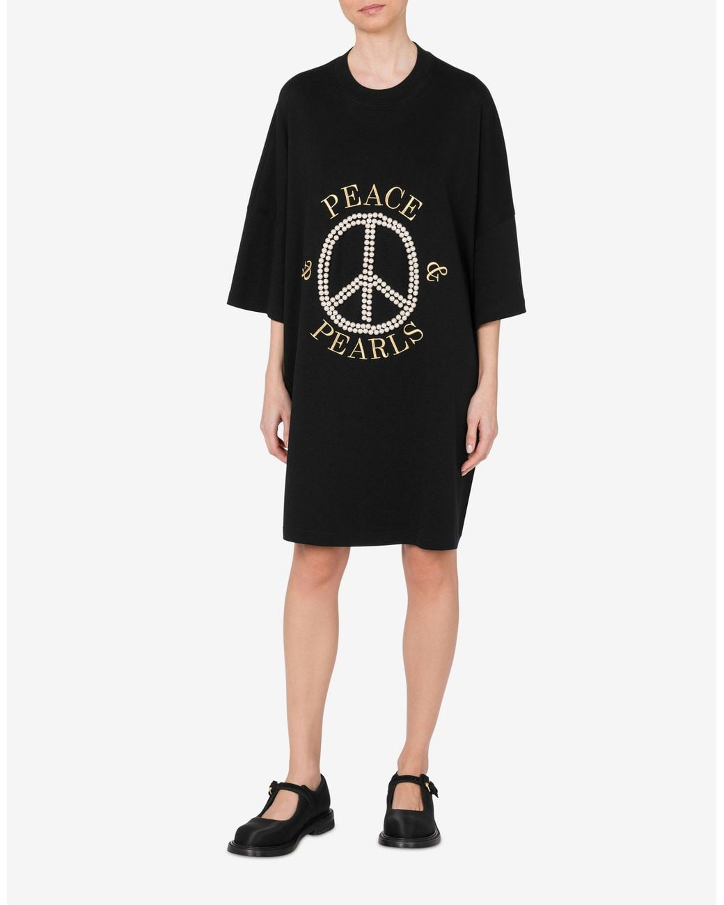 Moschino Black Logo-Print Cotton Dress
