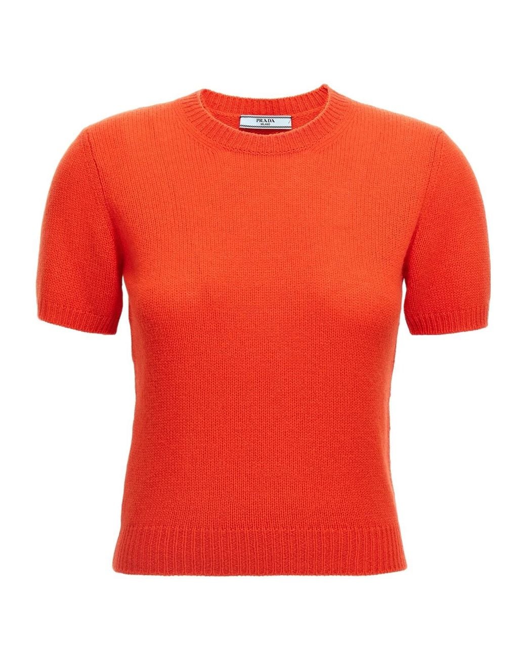 Prada Red Ribbed Knit Crewneck Sweater