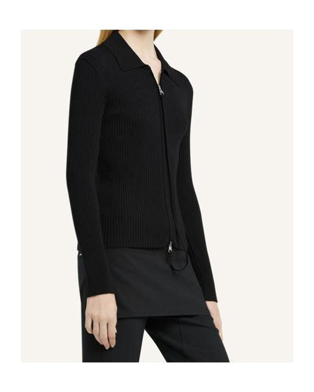 Courreges Black Zip-Up Cardigan