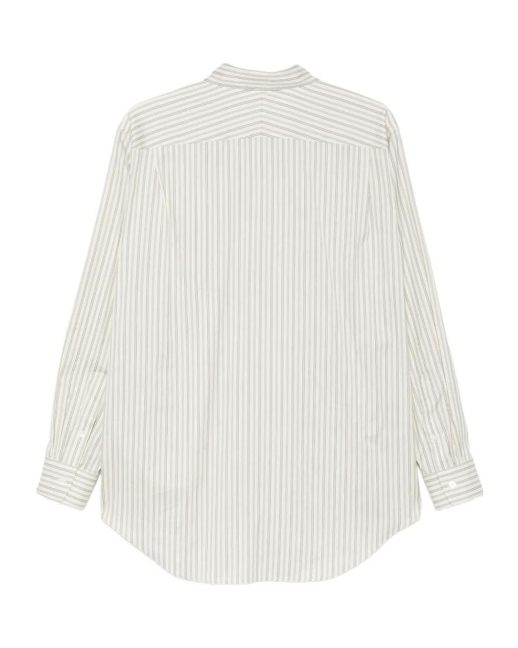 Auralee White Striped Long-Sleeve Shirt for men