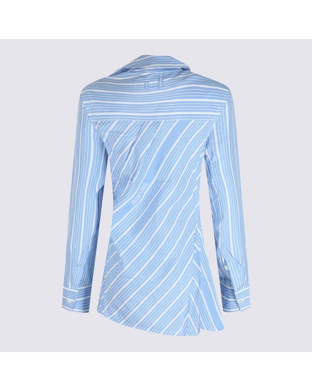 Jacquemus Blue Pablo Striped Asymmetric Hem Shirt