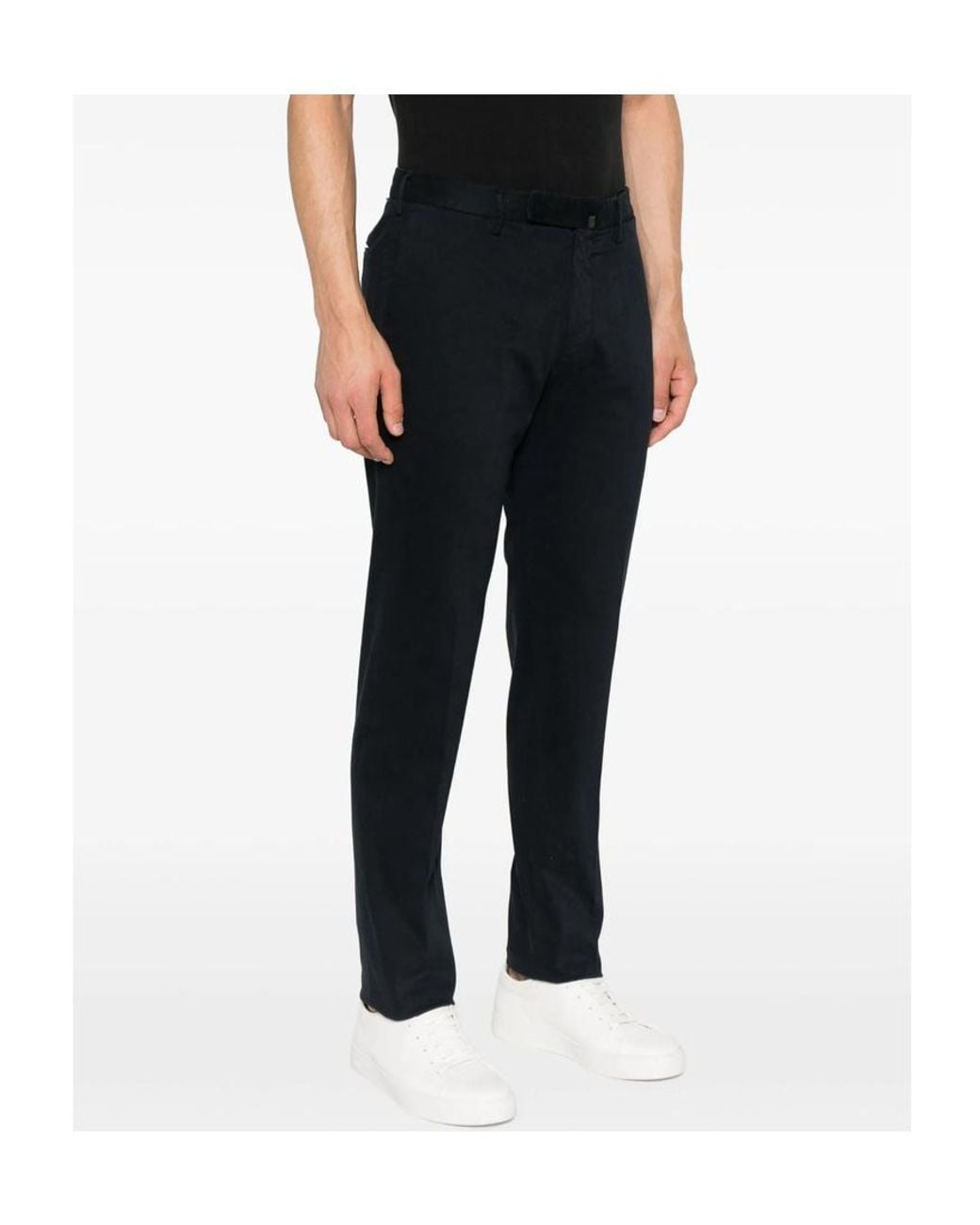 Incotex Black Belted Cotton Pants for men