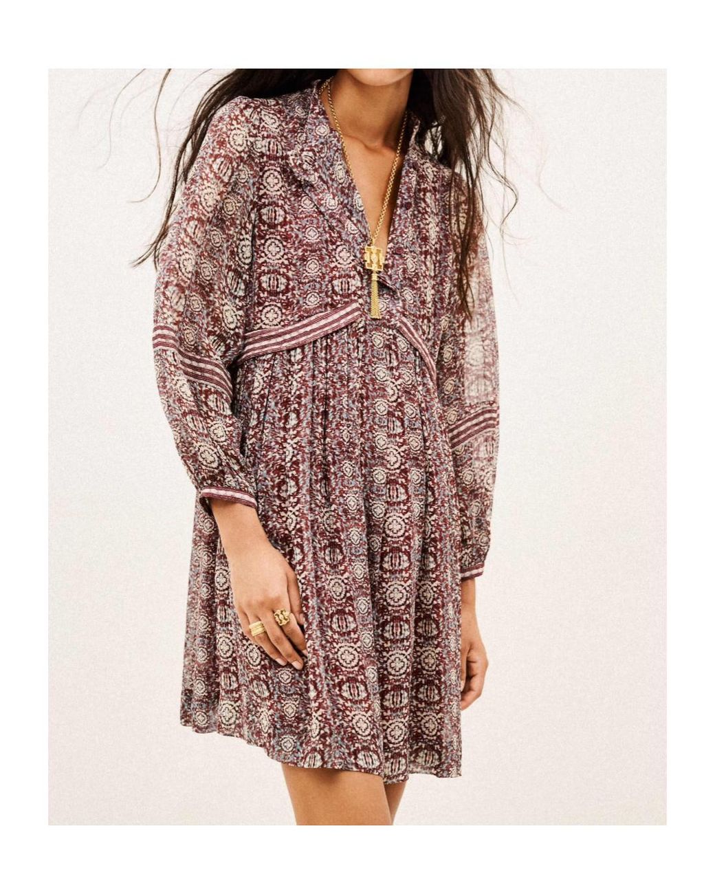 Ba&sh Brown V-Neck Printed Dress