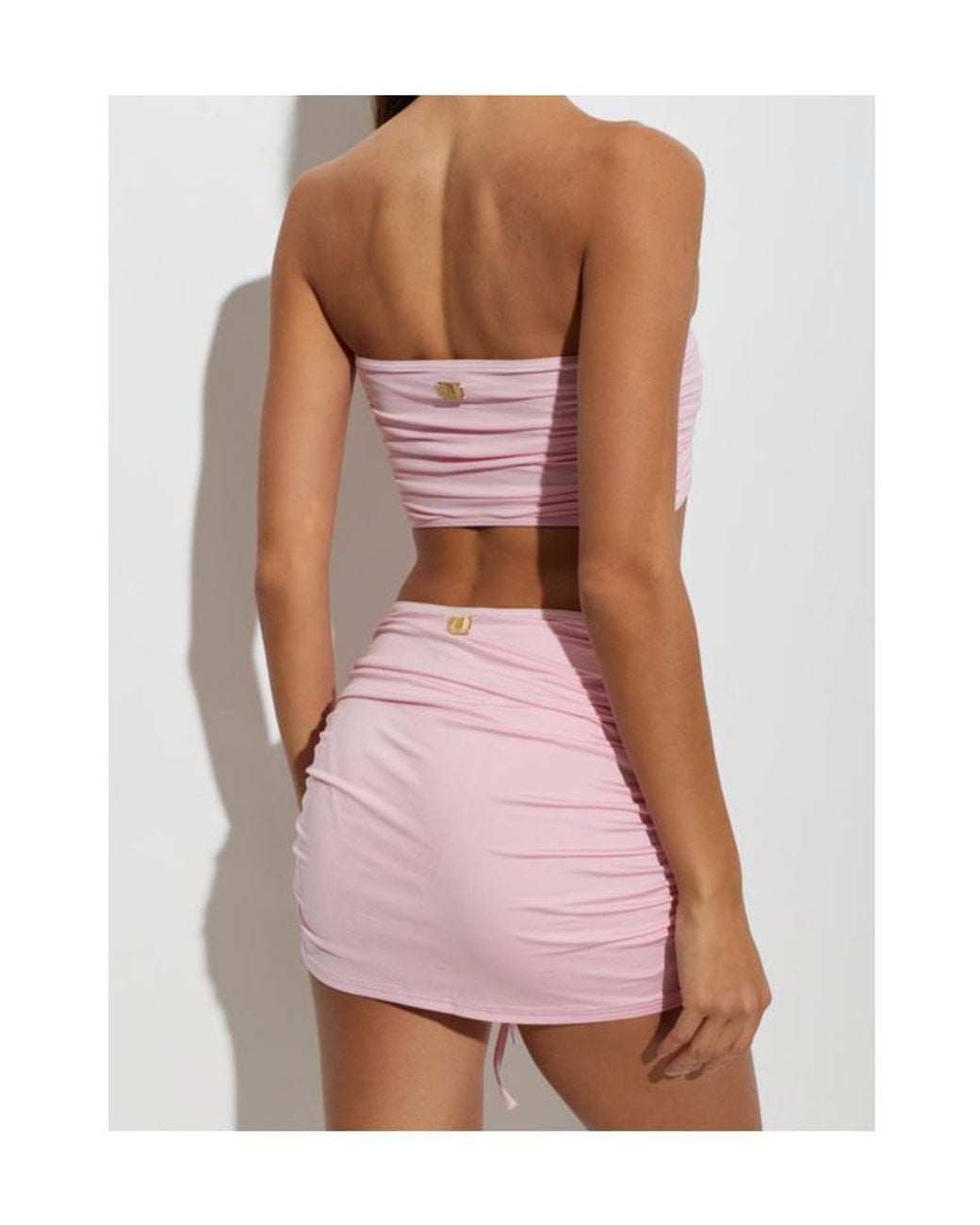 Balmain Pink Drawstring Gathered Beach Skirt