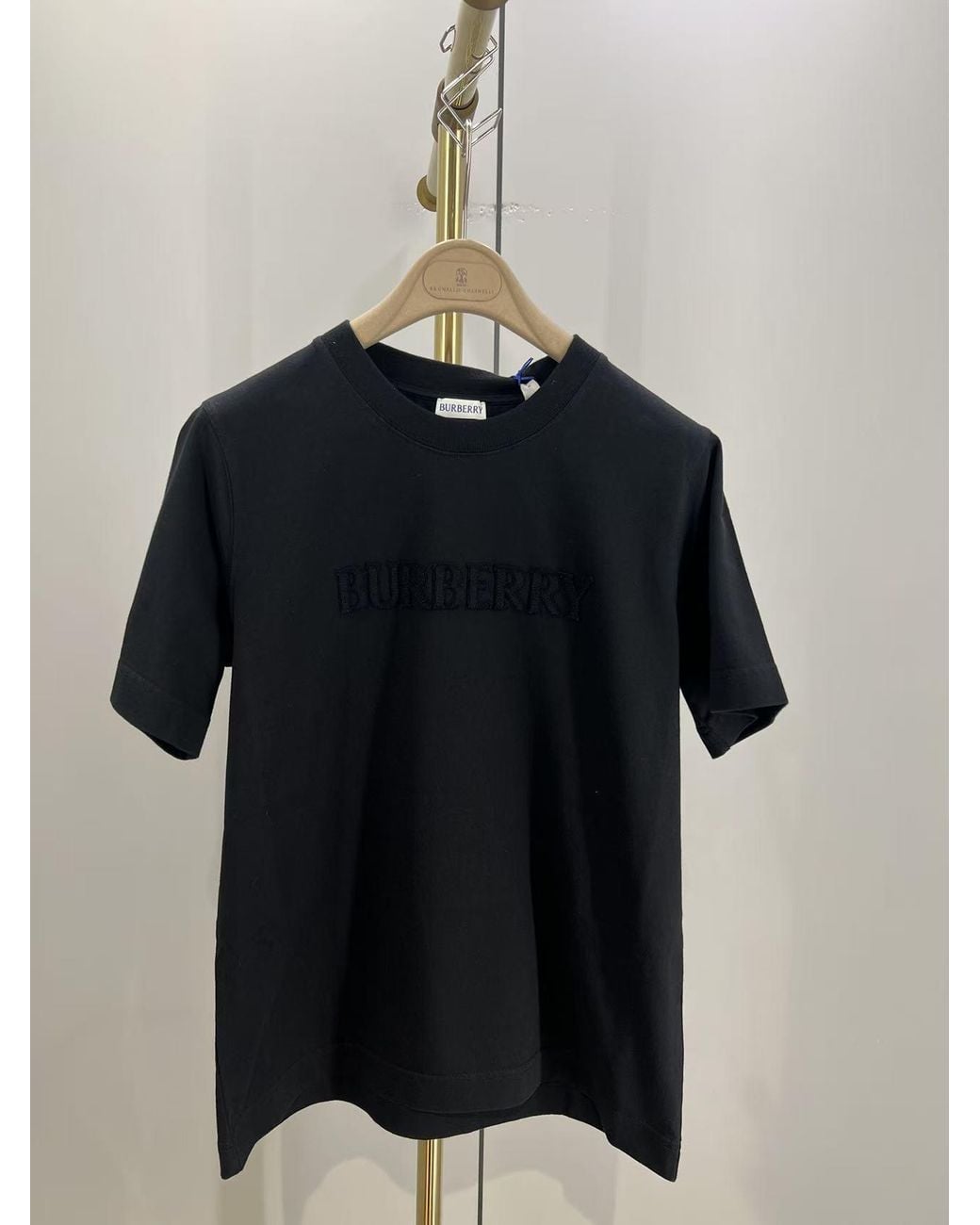 Burberry Black Logo Embroidered Crewneck T-Shirt