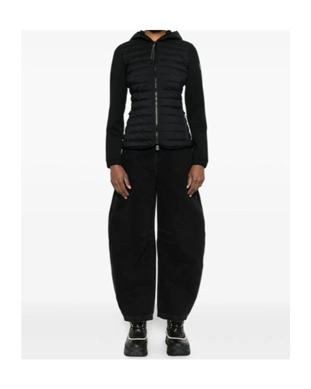 Moncler Black Grenoble Hooded Panelled Down Jacket