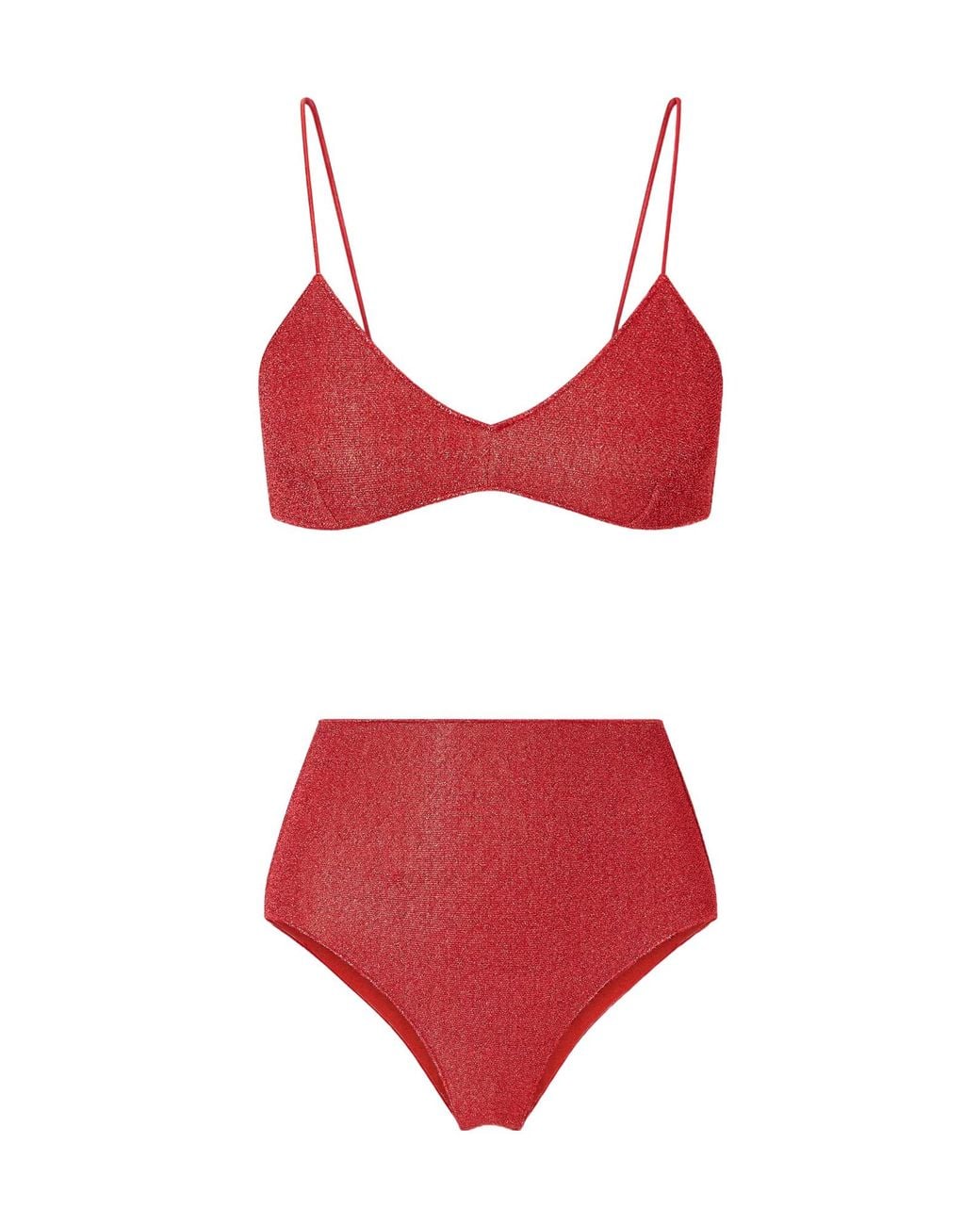 Oseree Red Lumière Metallic Lurex Bikini