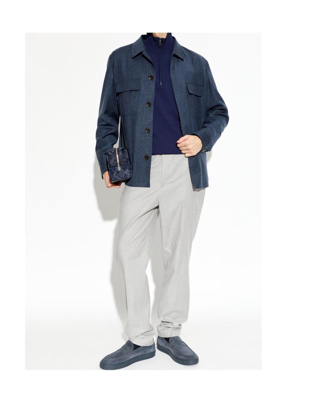 Etro Blue Flap Pocket Shirt Jacket for men