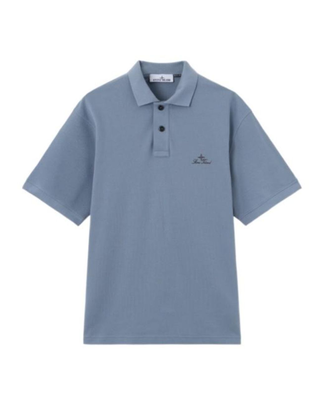Stone Island Blue Logo-Embroidered Polo Shirt for men