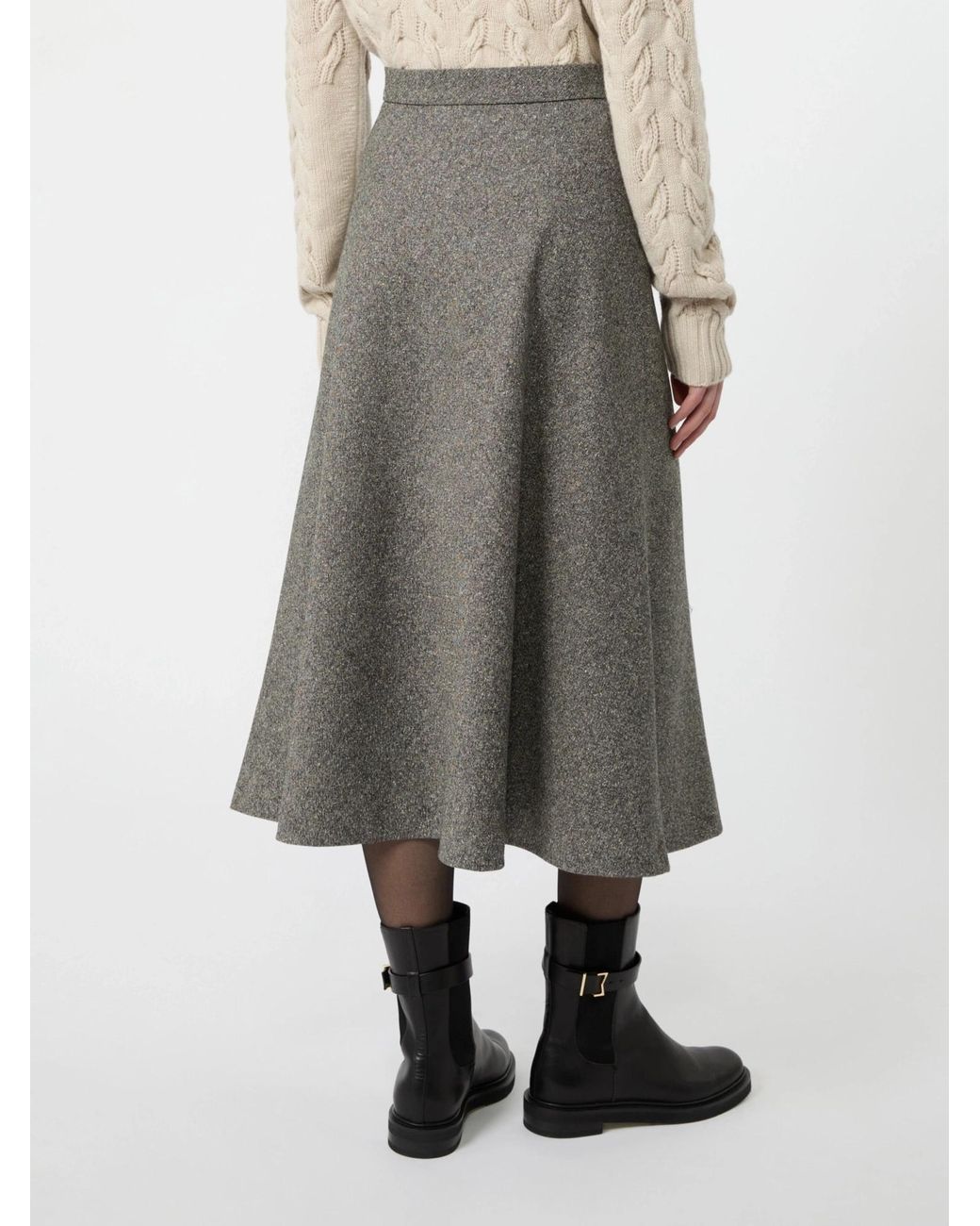 Max Mara Gray Studio Palazzi A-Line Midi Skirt