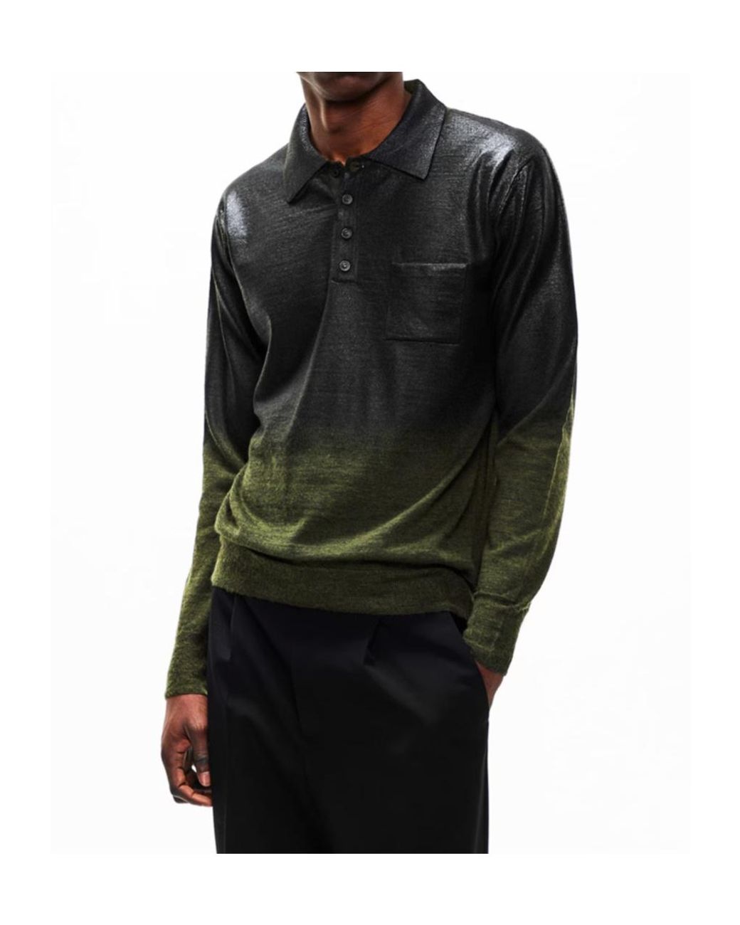 Maison Margiela Green Mmm Foil Knit Polo Sn61 for men