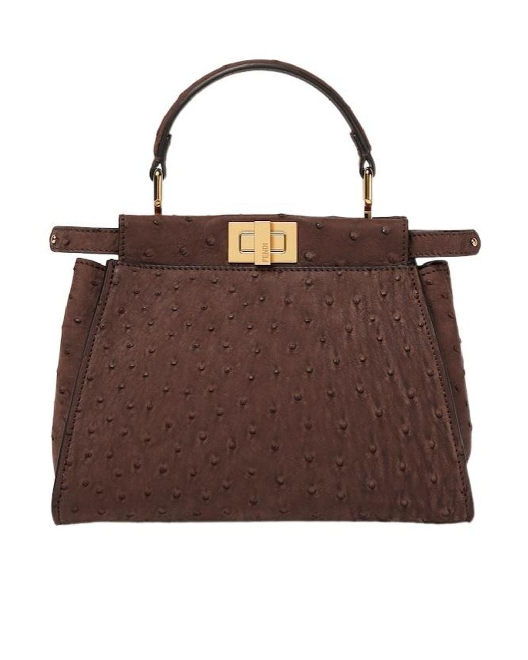Fendi Brown Ostrich Leather Bag