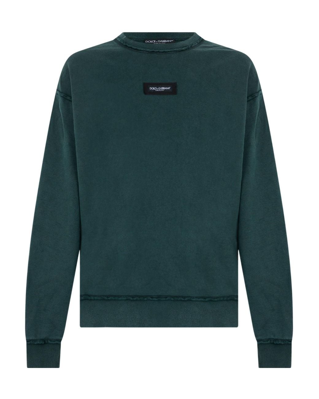 Dolce & Gabbana Green Vintage Effect Logo Patch Sweatshirt for men