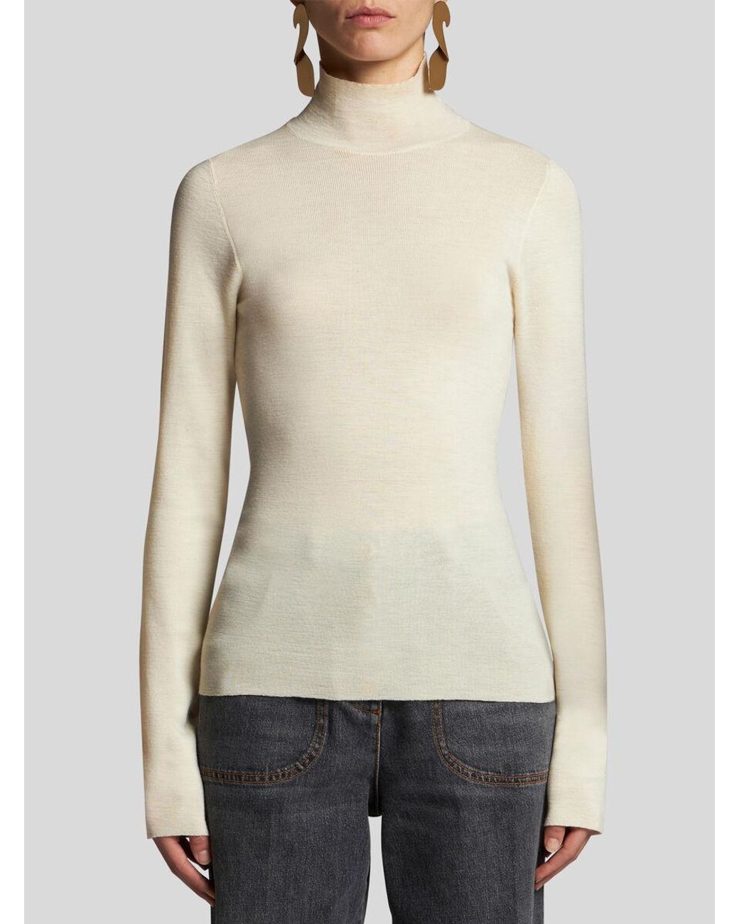 Etro White Wool Turtleneck Sweater