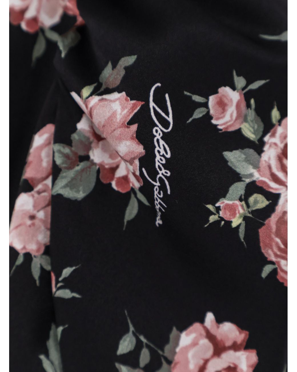 Dolce & Gabbana Black Ruched Floral Mini Dress