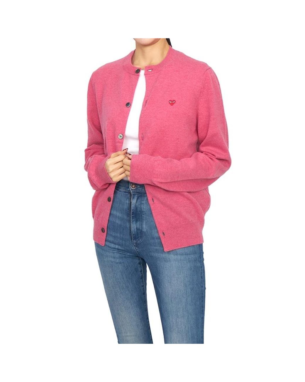 COMME DES GARÇONS PLAY Pink Wool Cardigan