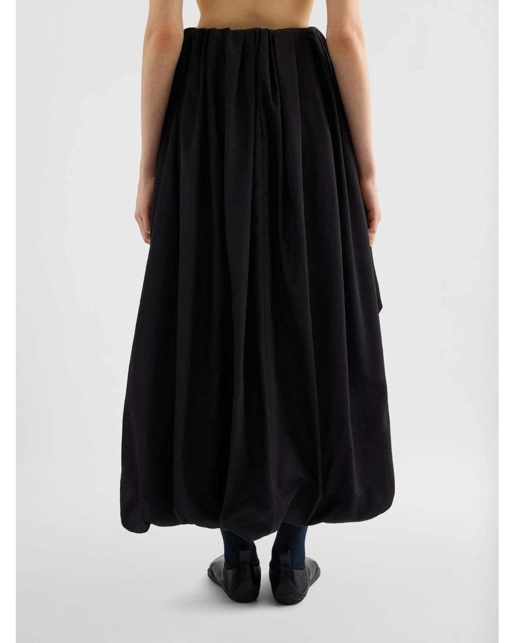Jil Sander Black Draped Taffeta Balloon Skirt