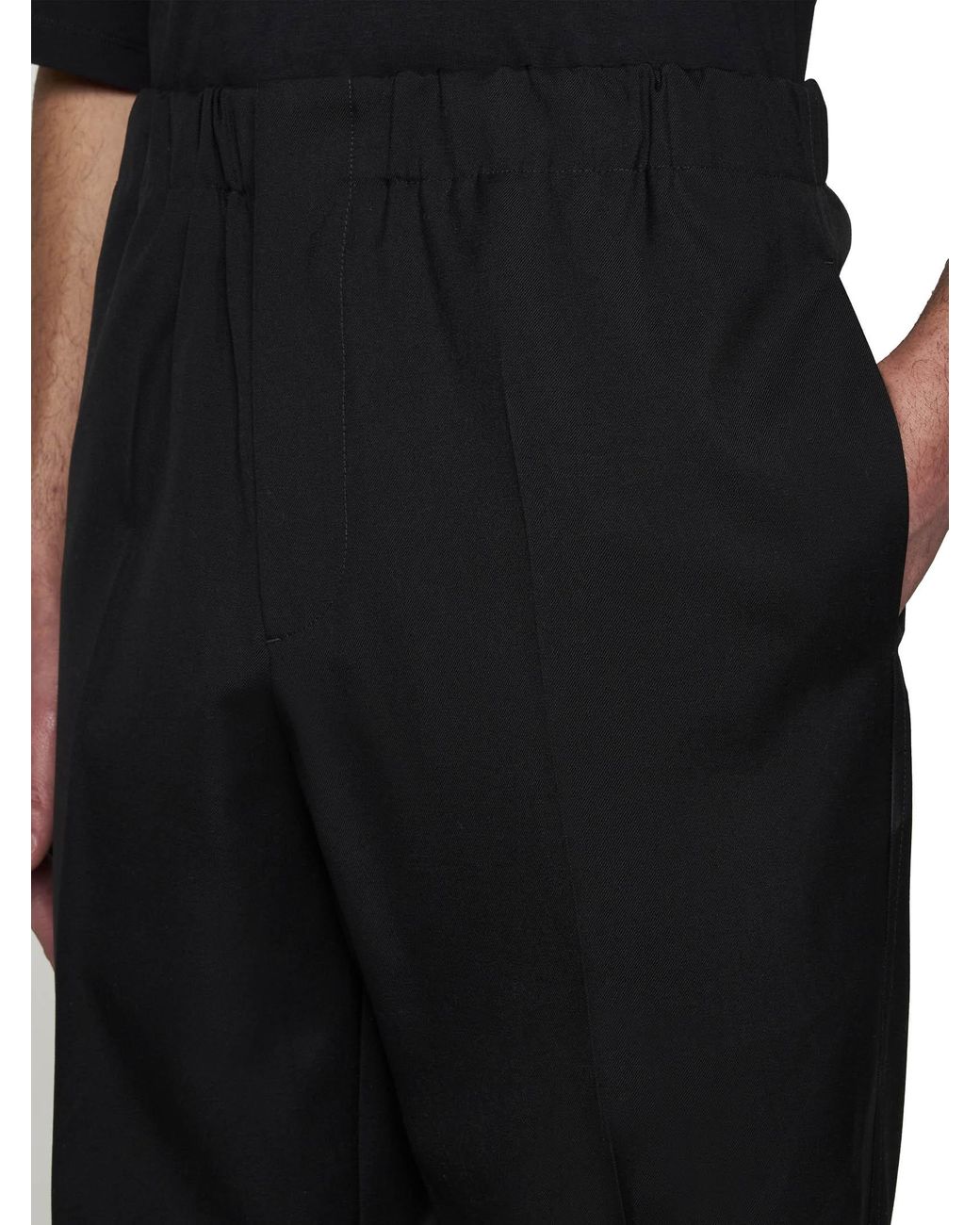 Jil Sander Black Elastic Waist Tapered Trousers for men